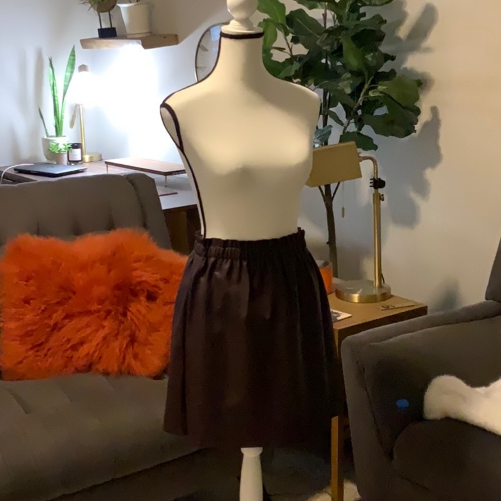 LOFT Faux Leather Plum Synched Waist Skirt